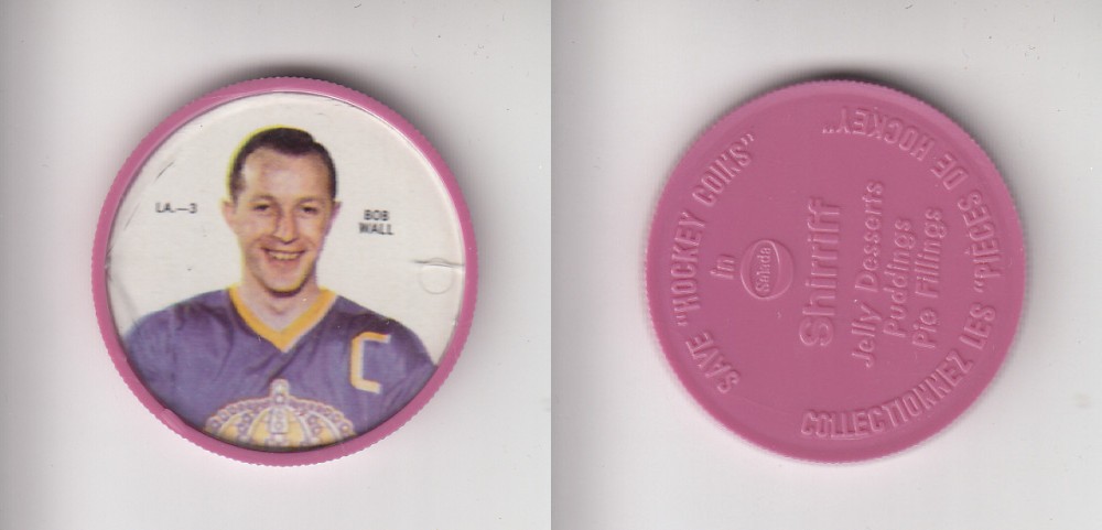 1968-69 SHIRRIFF HOCKEY COIN LA-3 B. WALL photo 1968-69 SHIRRIFF HOCKEY COIN LA-3 B. WALL photo