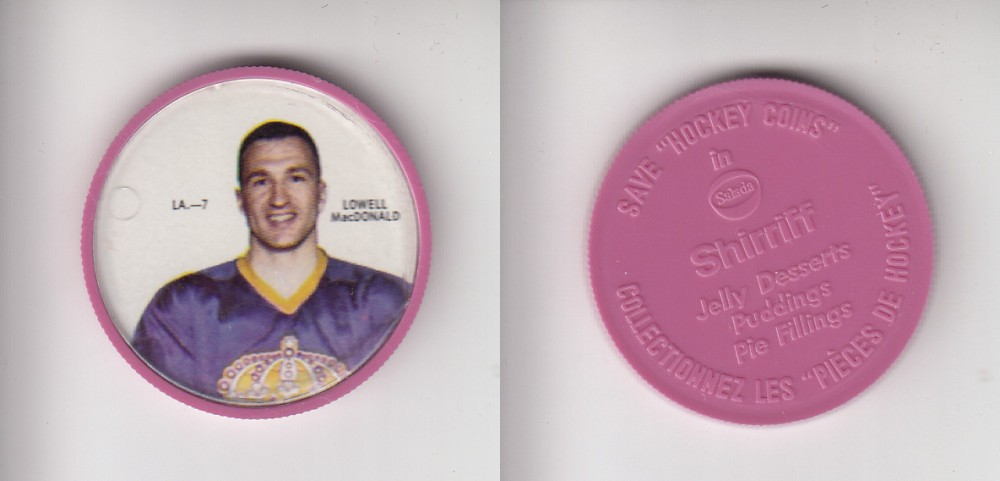 1968-69 SHIRRIFF HOCKEY COIN LA-7 L. MacDONALD photo 1968-69 SHIRRIFF HOCKEY COIN LA-7 L. MacDONALD photo
