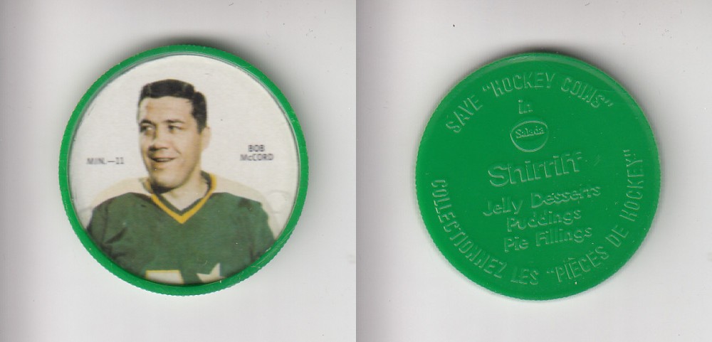 1968-69 SHIRRIFF HOCKEY COIN MIN-11 B. McCORD *SP* photo 1968-69 SHIRRIFF HOCKEY COIN MIN-11 B. McCORD *SP* photo