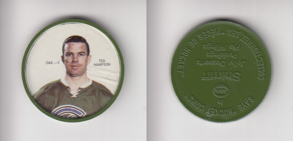 1968-69 SHIRRIFF HOCKEY COIN OAK-3 TED HAMPSON photo 1968-69 SHIRRIFF HOCKEY COIN OAK-3 TED HAMPSON photo