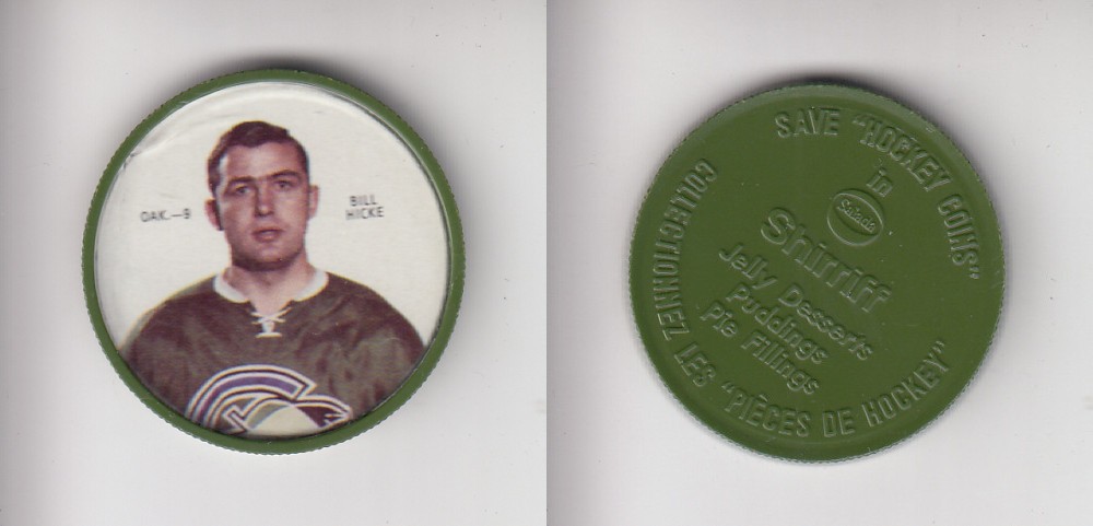 1968-69 SHIRRIFF HOCKEY COIN OAK-9 B. HICKE photo 1968-69 SHIRRIFF HOCKEY COIN OAK-9 B. HICKE photo