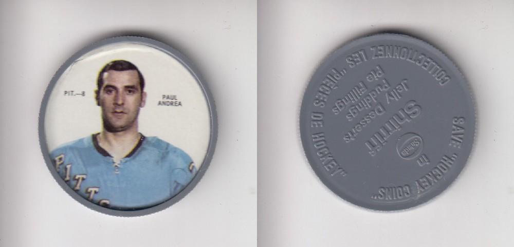 1968-69 SHIRRIFF HOCKEY COIN PIT-8 P. ANDREA photo 1968-69 SHIRRIFF HOCKEY COIN PIT-8 P. ANDREA photo