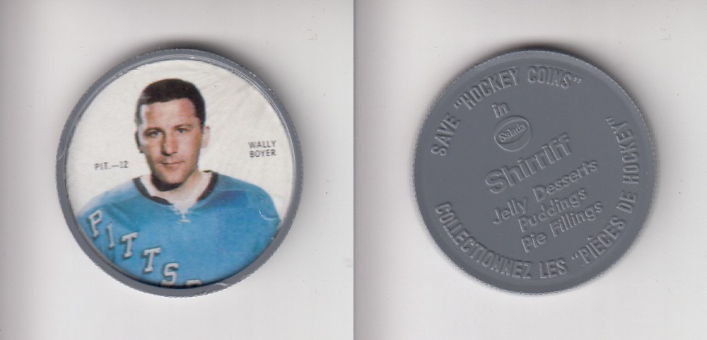 1968-69 SHIRRIFF HOCKEY COIN PIT-12 W. BOYER *SP* photo 1968-69 SHIRRIFF HOCKEY COIN PIT-12 W. BOYER *SP* photo