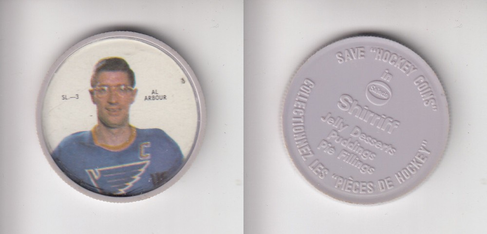 1968-69 SHIRRIFF HOCKEY COIN SL-3 A. ARBOUR photo 1968-69 SHIRRIFF HOCKEY COIN SL-3 A. ARBOUR photo