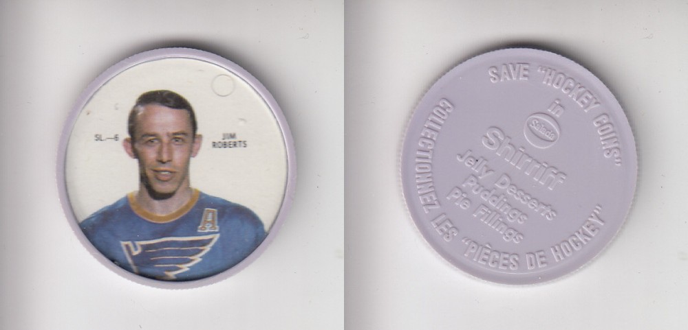 1968-69 SHIRRIFF HOCKEY COIN SL-6 J. ROBERTS photo 1968-69 SHIRRIFF HOCKEY COIN SL-6 J. ROBERTS photo