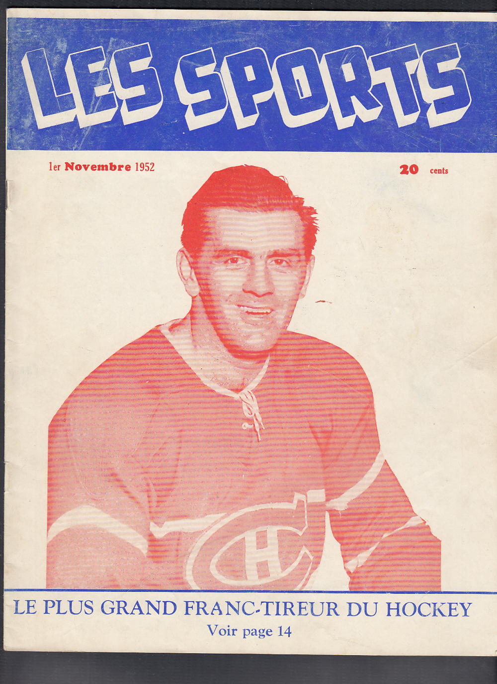 1952 LES SPORTS MAGAZINE M. RICHARD ON COVER photo