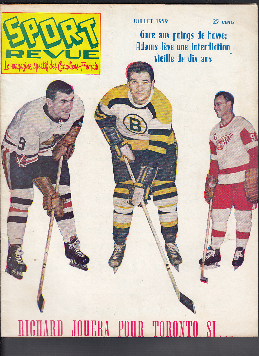 1959 SPORT REVUE MAGAZINE G. HOWE ON COVER photo