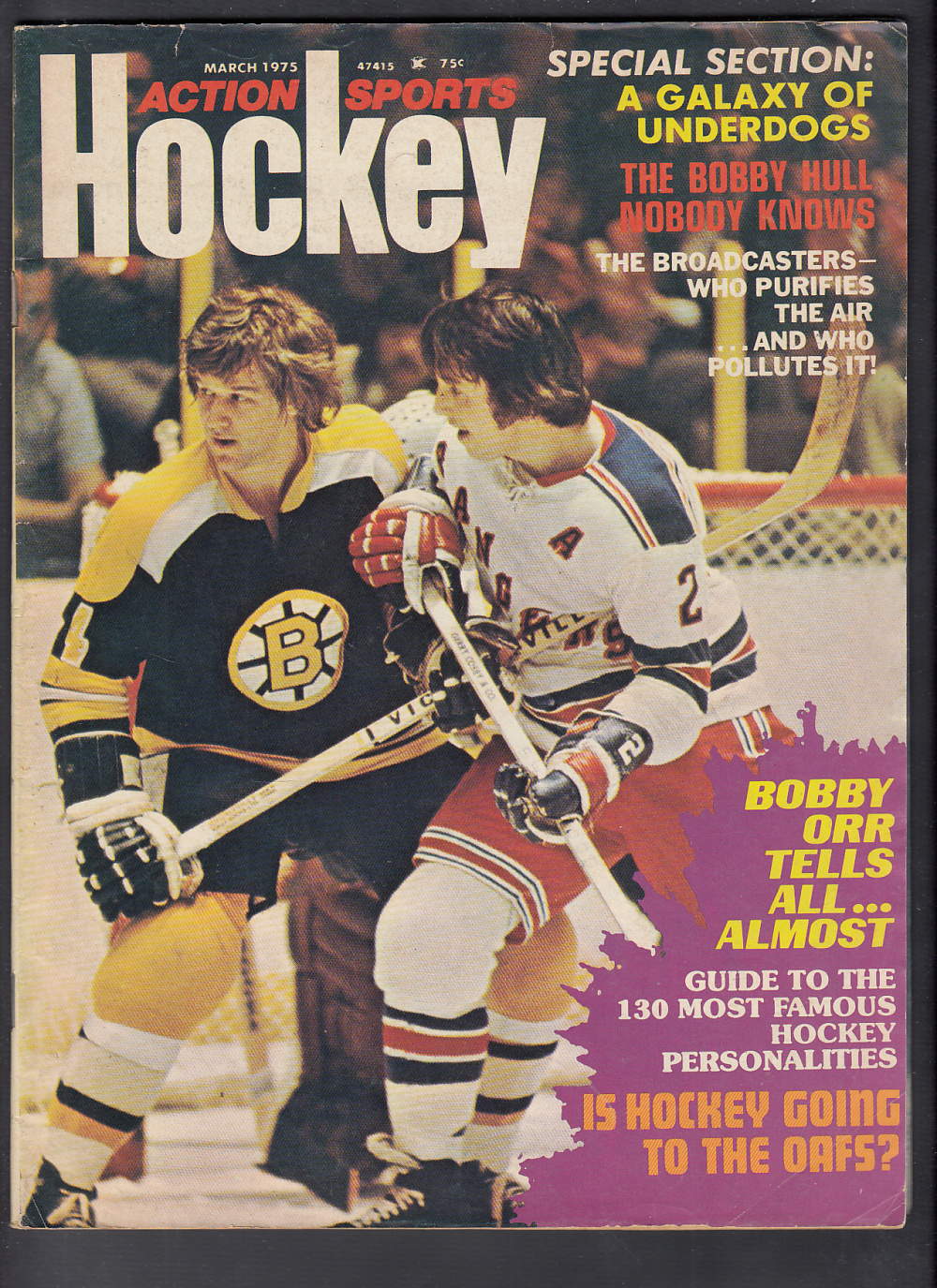 1975 HOCKEY ACTION SPORTS MAGAZINE B. ORR ON COVER photo