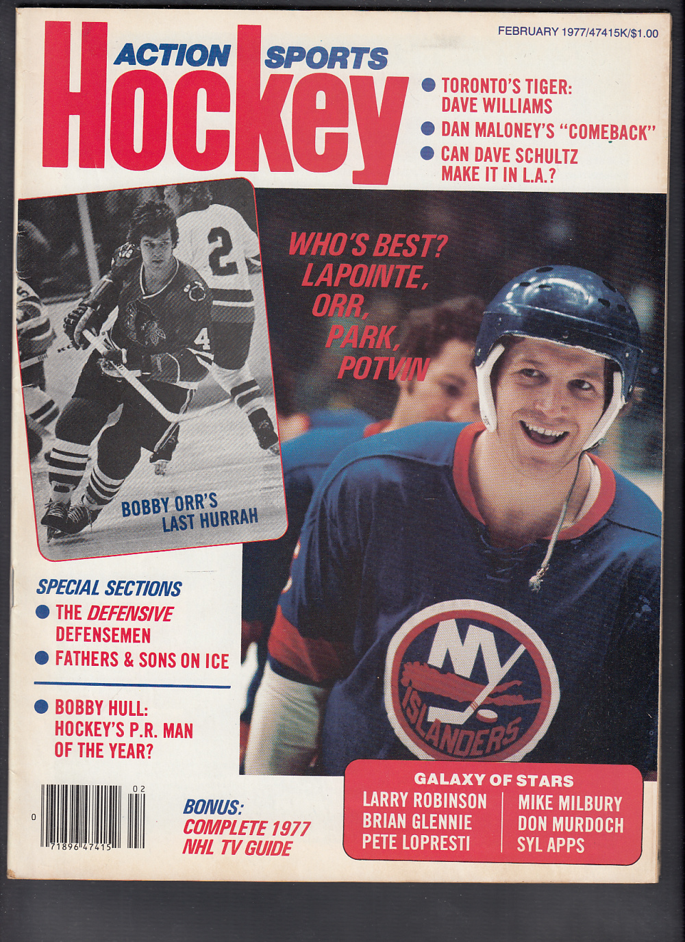 1977 HOCKEY ACTION SPORTS MAGAZINE B. ORR ON COVER photo