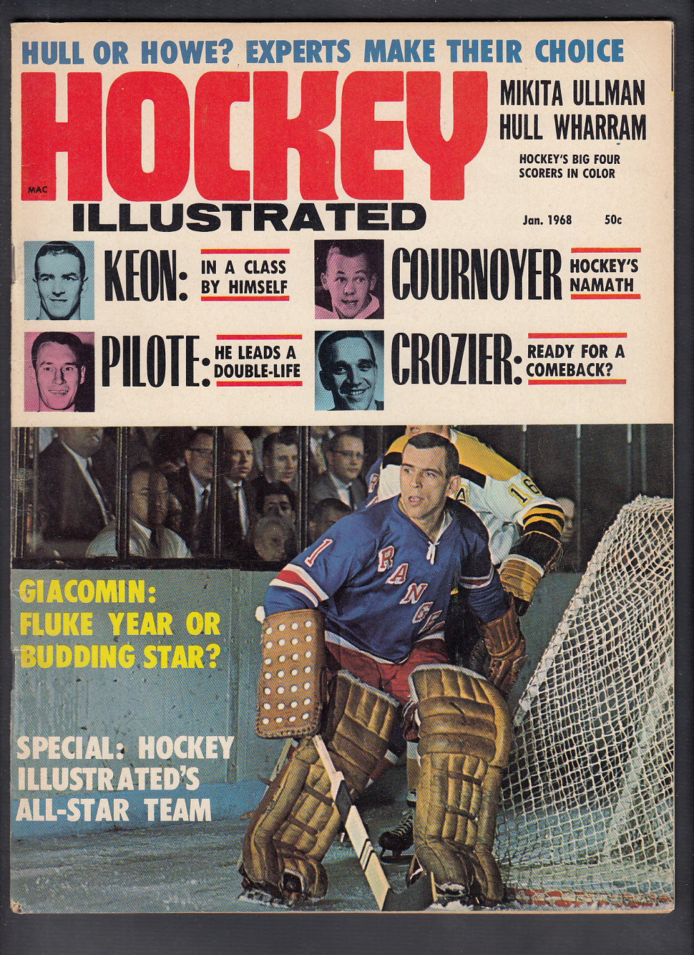 1968 HOCKEY ILLUSTRATED MAGAZINE E. GIACOMIN ON COVER photo