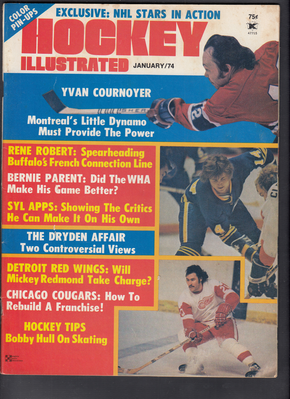 1974 HOCKEY ILLUSTRATED MAGAZINE Y. COURNOYER ON COVER photo