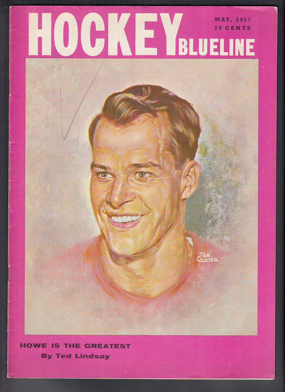 1957 BLUELINE HOCKEY MAGAZINE G. HOWE ON COVER photo