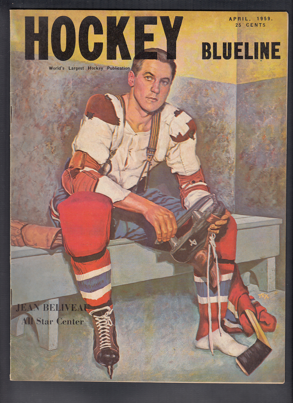 1959 BLUELINE HOCKEY MAGAZINE J. BELIVEAU ON COVER photo