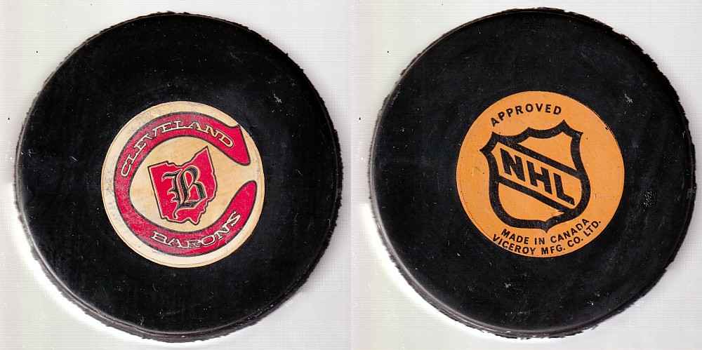 1975-83 VICEROY V3 CLEVELAND BARONS GAME PUCK photo