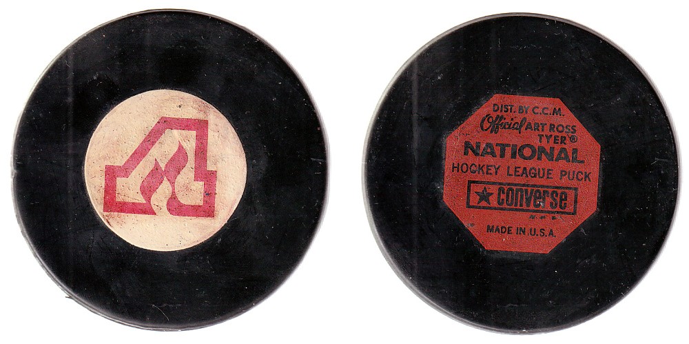 1970-77 CONVERSE ATLANTA FLAMES GAME PUCK photo