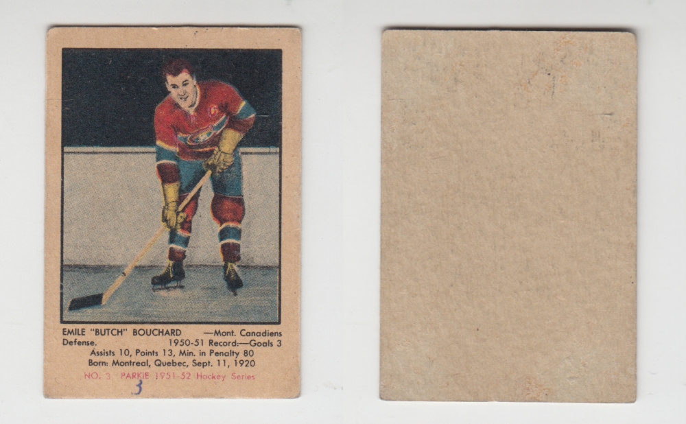 1951-52 PARKHURST HOCKEY CARD #3 E. BOUCHARD photo 1951-52 PARKHURST HOCKEY CARD #3 E. BOUCHARD photo