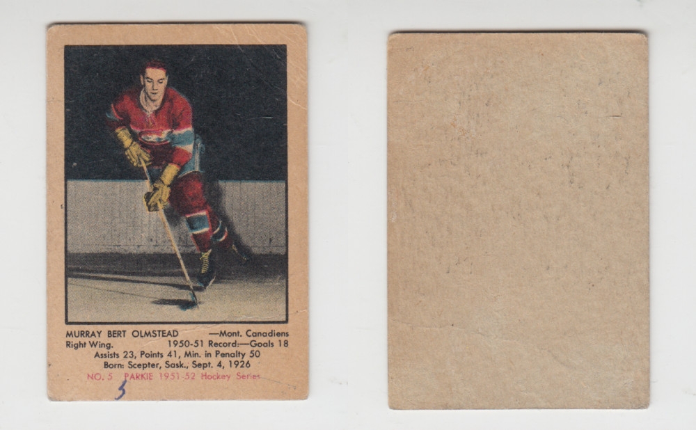 1951-52 PARKHURST HOCKEY CARD #5 M. OLMSTEAD photo 1951-52 PARKHURST HOCKEY CARD #5 M. OLMSTEAD photo