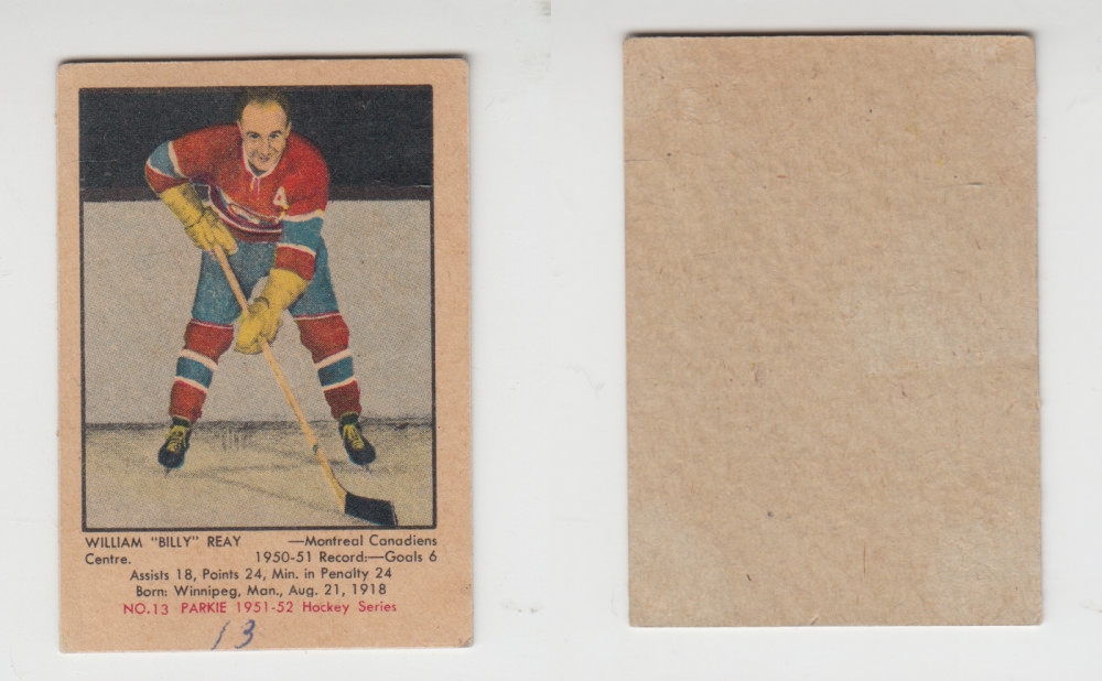 1951-52 PARKHURST HOCKEY CARD #13 W. REAY photo 1951-52 PARKHURST HOCKEY CARD #13 W. REAY photo