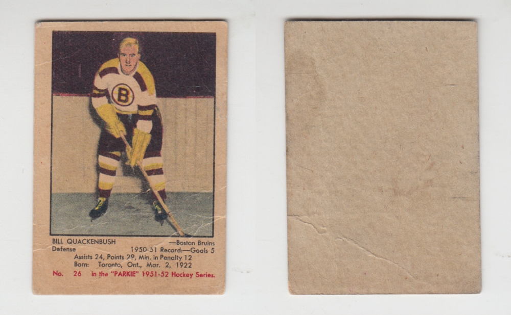 1951-52 PARKHURST HOCKEY CARD #26 B. QUACKENBUSH photo 1951-52 PARKHURST HOCKEY CARD #26 B. QUACKENBUSH photo