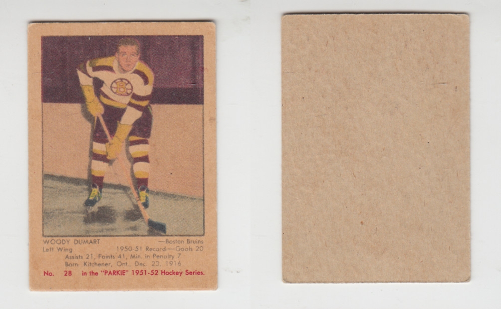1951-52 PARKHURST HOCKEY CARD #28 W. DUMART photo 1951-52 PARKHURST HOCKEY CARD #28 W. DUMART photo