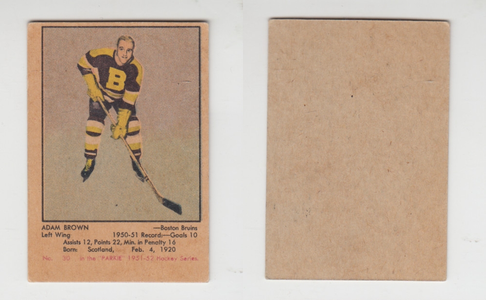 1951-52 PARKHURST HOCKEY CARD #30 A. BROWN photo 1951-52 PARKHURST HOCKEY CARD #30 A. BROWN photo