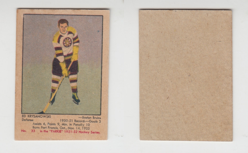 1951-52 PARKHURST HOCKEY CARD #33 E. KRYSANOWSKI photo 1951-52 PARKHURST HOCKEY CARD #33 E. KRYSANOWSKI photo