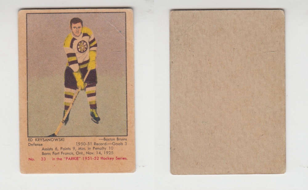 1951-52 PARKHURST HOCKEY CARD #33 E. KRYSANOWSKI photo 1951-52 PARKHURST HOCKEY CARD #33 E. KRYSANOWSKI photo