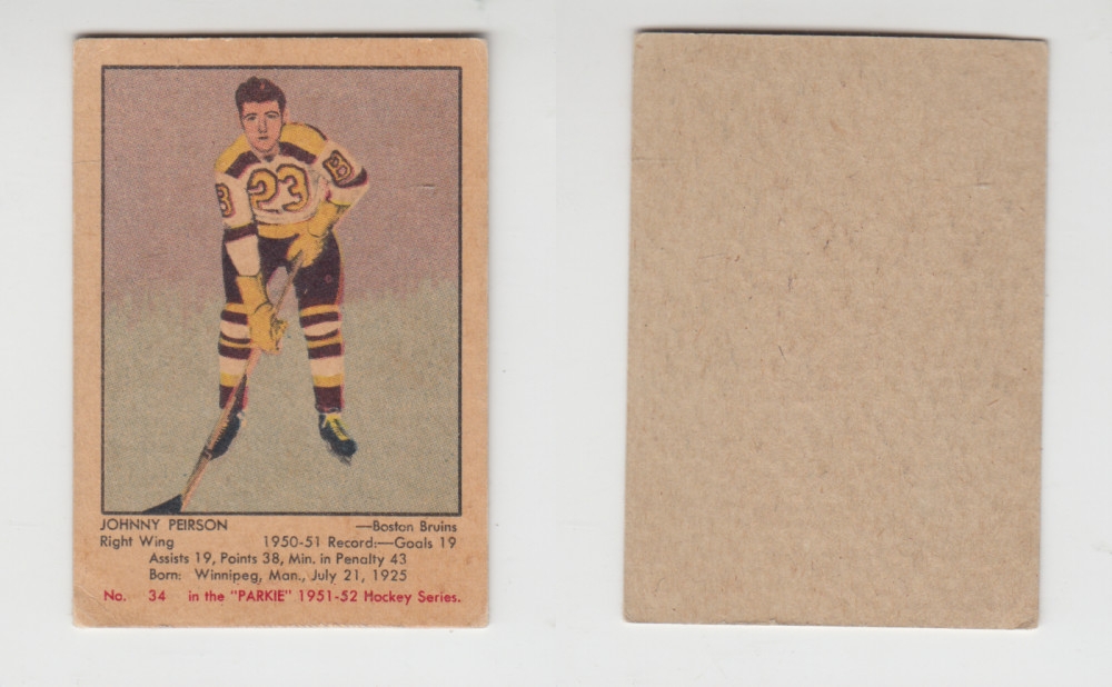 1951-52 PARKHURST HOCKEY CARD #34 J. PEIRSON photo 1951-52 PARKHURST HOCKEY CARD #34 J. PEIRSON photo