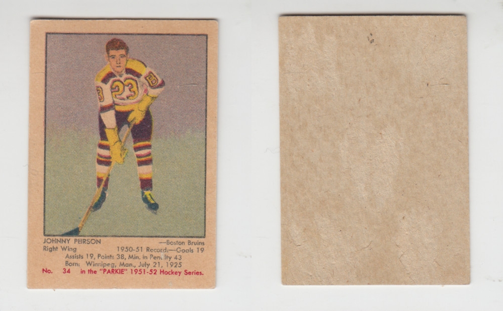 1951-52 PARKHURST HOCKEY CARD #34 J. PEIRSON photo 1951-52 PARKHURST HOCKEY CARD #34 J. PEIRSON photo