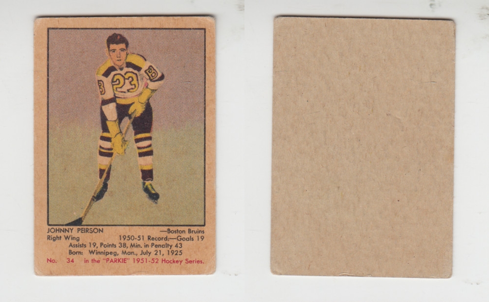 1951-52 PARKHURST HOCKEY CARD #34 J. PEIRSON photo 1951-52 PARKHURST HOCKEY CARD #34 J. PEIRSON photo
