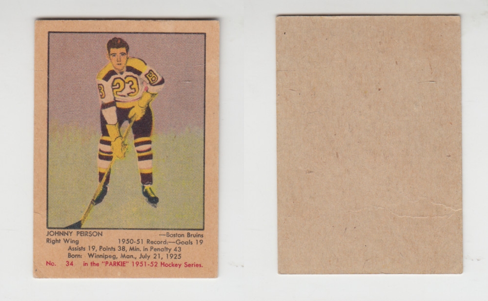 1951-52 PARKHURST HOCKEY CARD #34 J. PEIRSON photo 1951-52 PARKHURST HOCKEY CARD #34 J. PEIRSON photo