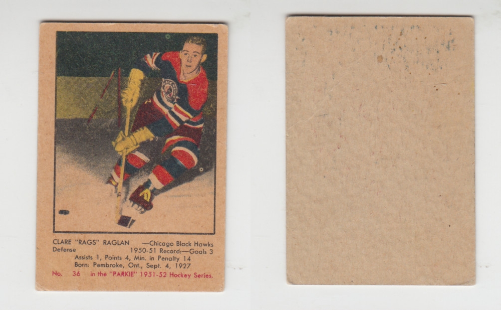 1951-52 PARKHURST HOCKEY CARD #36 C. RAGLAN photo 1951-52 PARKHURST HOCKEY CARD #36 C. RAGLAN photo
