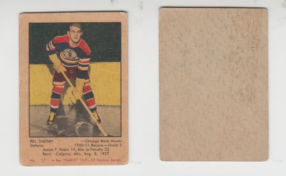 1951-52 PARKHURST HOCKEY CARD #37 B. GADSBY photo 1951-52 PARKHURST HOCKEY CARD #37 B. GADSBY photo