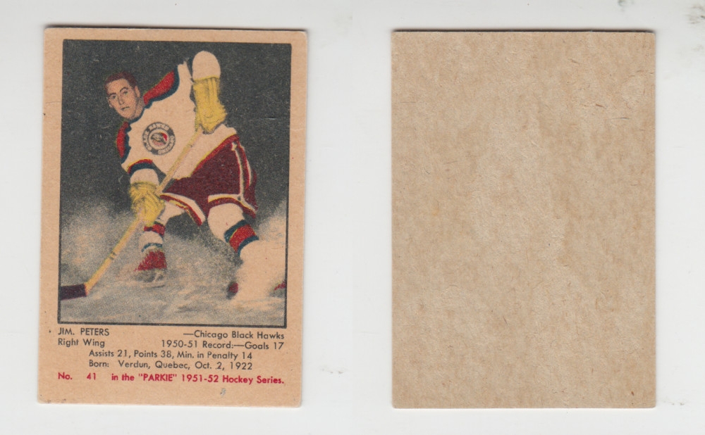 1951-52 PARKHURST HOCKEY CARD #41 J. PETERS photo 1951-52 PARKHURST HOCKEY CARD #41 J. PETERS photo