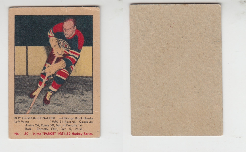 1951-52 PARKHURST HOCKEY CARD #50 R. CONACHER photo 1951-52 PARKHURST HOCKEY CARD #50 R. CONACHER photo