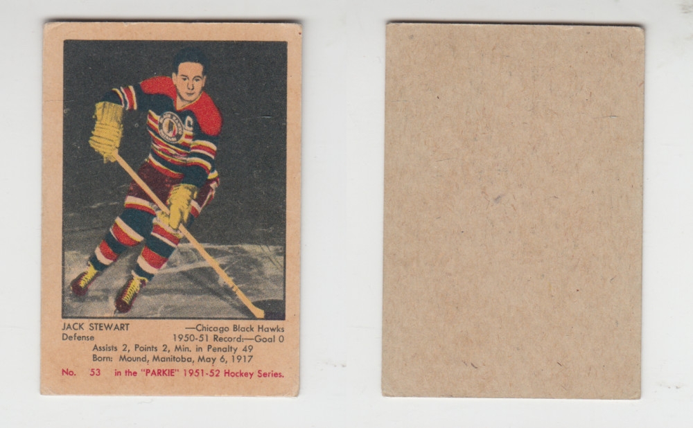 1951-52 PARKHURST HOCKEY CARD #53 J. STEWART photo 1951-52 PARKHURST HOCKEY CARD #53 J. STEWART photo