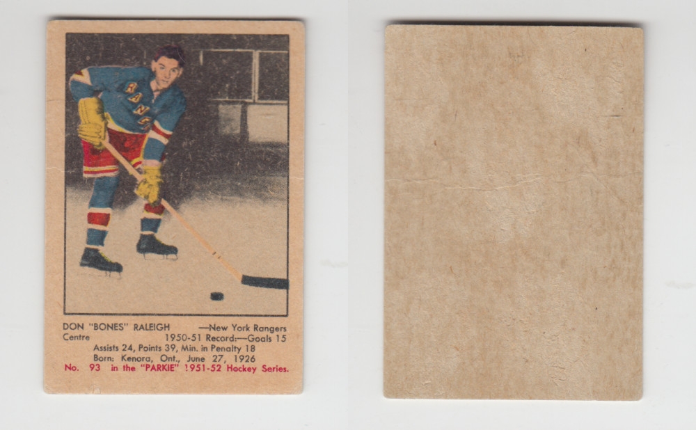 1951-52 PARKHURST HOCKEY CARD #93 D. RALEIGH photo 1951-52 PARKHURST HOCKEY CARD #93 D. RALEIGH photo