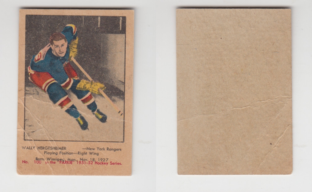 1951-52 PARKHURST HOCKEY CARD #100 W. HERGESHEIMER photo