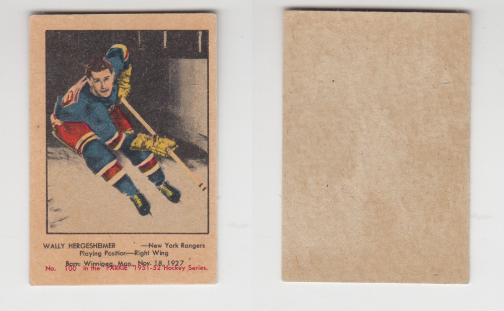1951-52 PARKHURST HOCKEY CARD #100 W. HERGESHEIMER photo