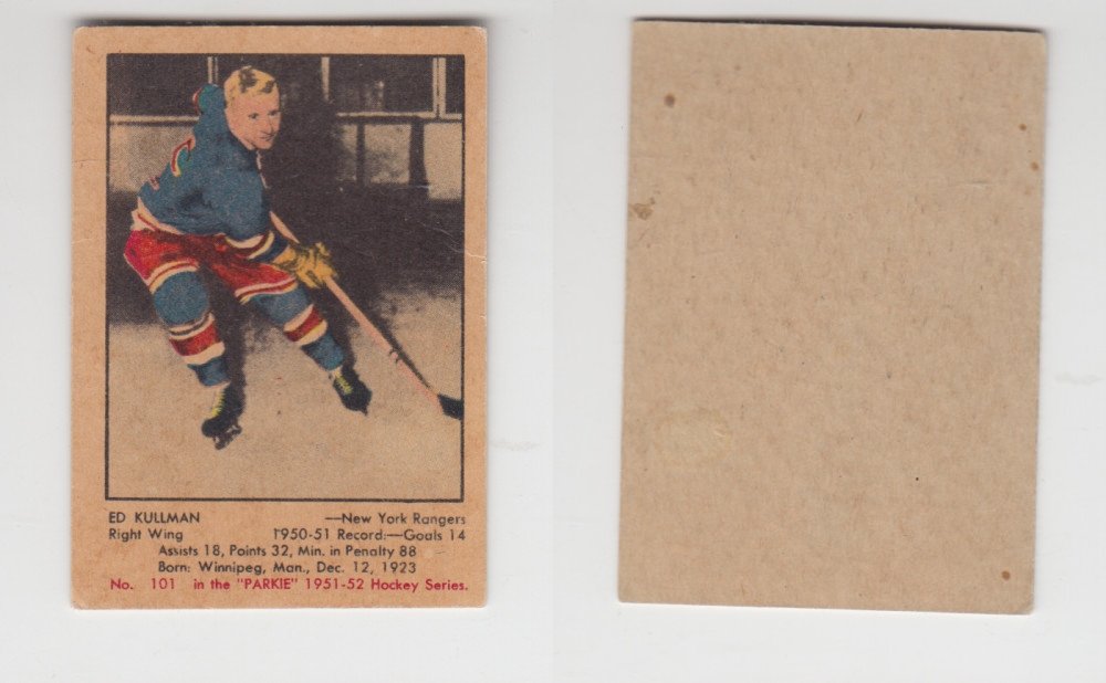 1951-52 PARKHURST HOCKEY CARD #101 E. KULLMAN photo