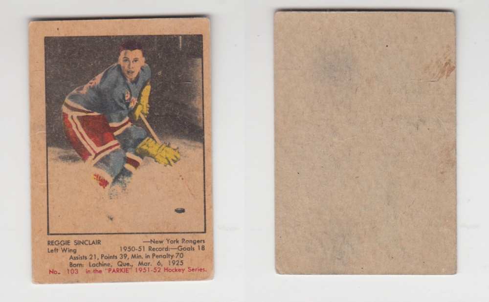 1951-52 PARKHURST HOCKEY CARD #103 R. SINCLAIR photo 1951-52 PARKHURST HOCKEY CARD #103 R. SINCLAIR photo