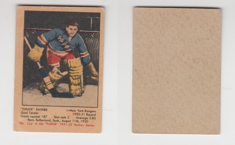 1951-52 PARKHURST HOCKEY CARD #104 C. RAYNER photo 1951-52 PARKHURST HOCKEY CARD #104 C. RAYNER photo
