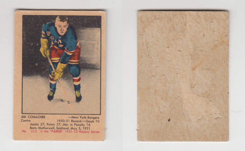 1951-52 PARKHURST HOCKEY CARD #105 J. CONACHER photo 1951-52 PARKHURST HOCKEY CARD #105 J. CONACHER photo