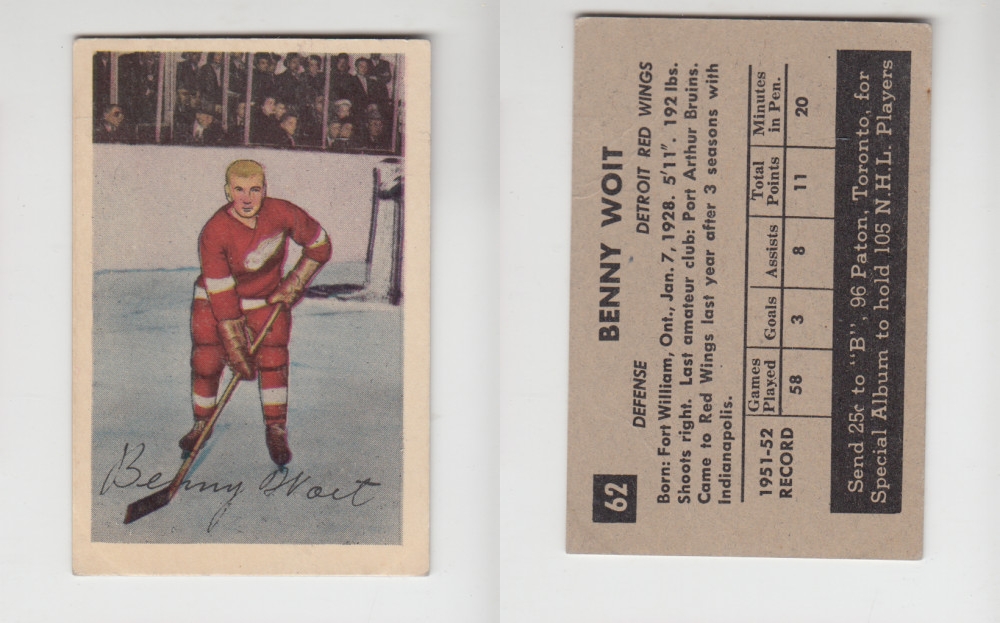 1952-53 PARKHURST HOCKEY CARD #62 B. WOIT photo 1952-53 PARKHURST HOCKEY CARD #62 B. WOIT photo