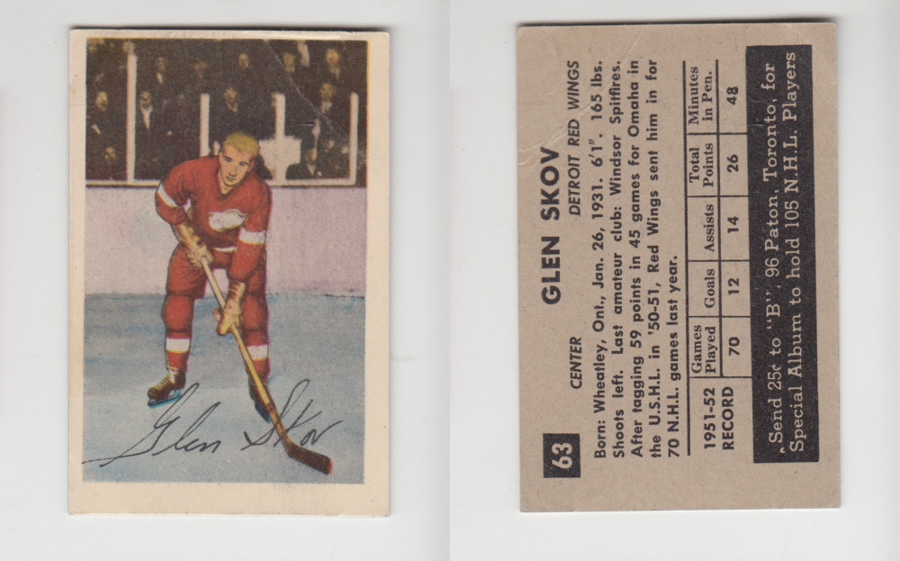 1952-53 PARKHURST HOCKEY CARD #63 G. SKOV photo 1952-53 PARKHURST HOCKEY CARD #63 G. SKOV photo