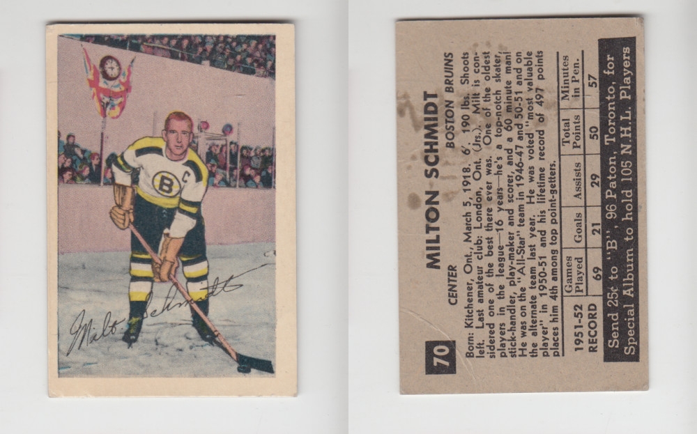 1952-53 PARKHURST HOCKEY CARD #70 M. SCHMIDT photo 1952-53 PARKHURST HOCKEY CARD #70 M. SCHMIDT photo