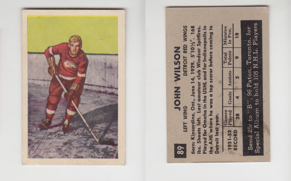 1952-53 PARKHURST HOCKEY CARD #89 J. WILSON photo 1952-53 PARKHURST HOCKEY CARD #89 J. WILSON photo