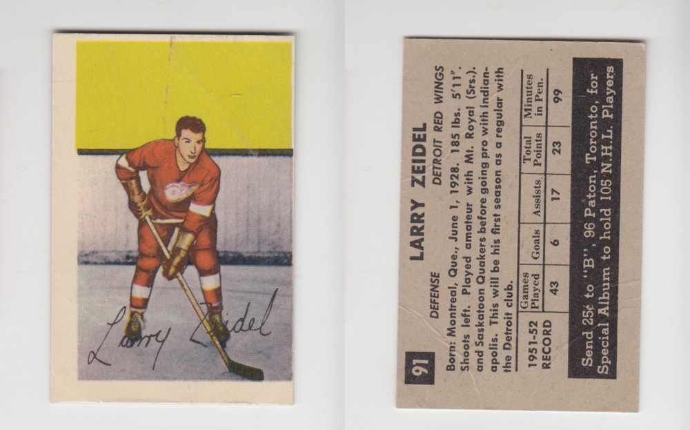 1952-53 PARKHURST HOCKEY CARD #91 L. ZEIDEL photo 1952-53 PARKHURST HOCKEY CARD #91 L. ZEIDEL photo