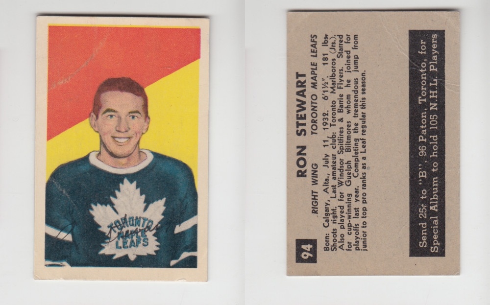 1952-53 PARKHURST HOCKEY CARD #94 R. STEWART photo 1952-53 PARKHURST HOCKEY CARD #94 R. STEWART photo