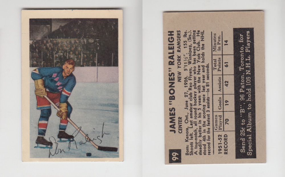 1952-53 PARKHURST HOCKEY CARD #99 J. RALEIGH photo